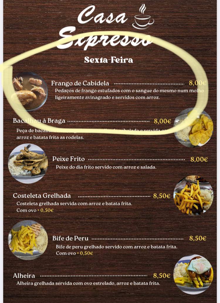 Menu of Casa Expresso