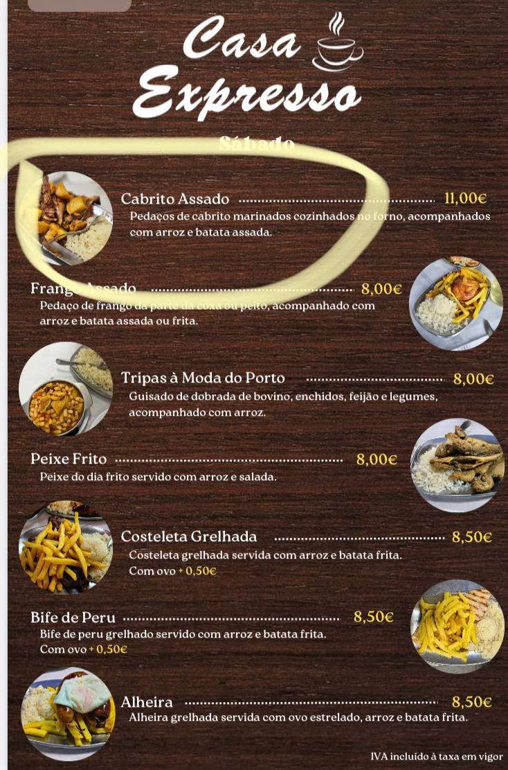 Menu of Casa Expresso