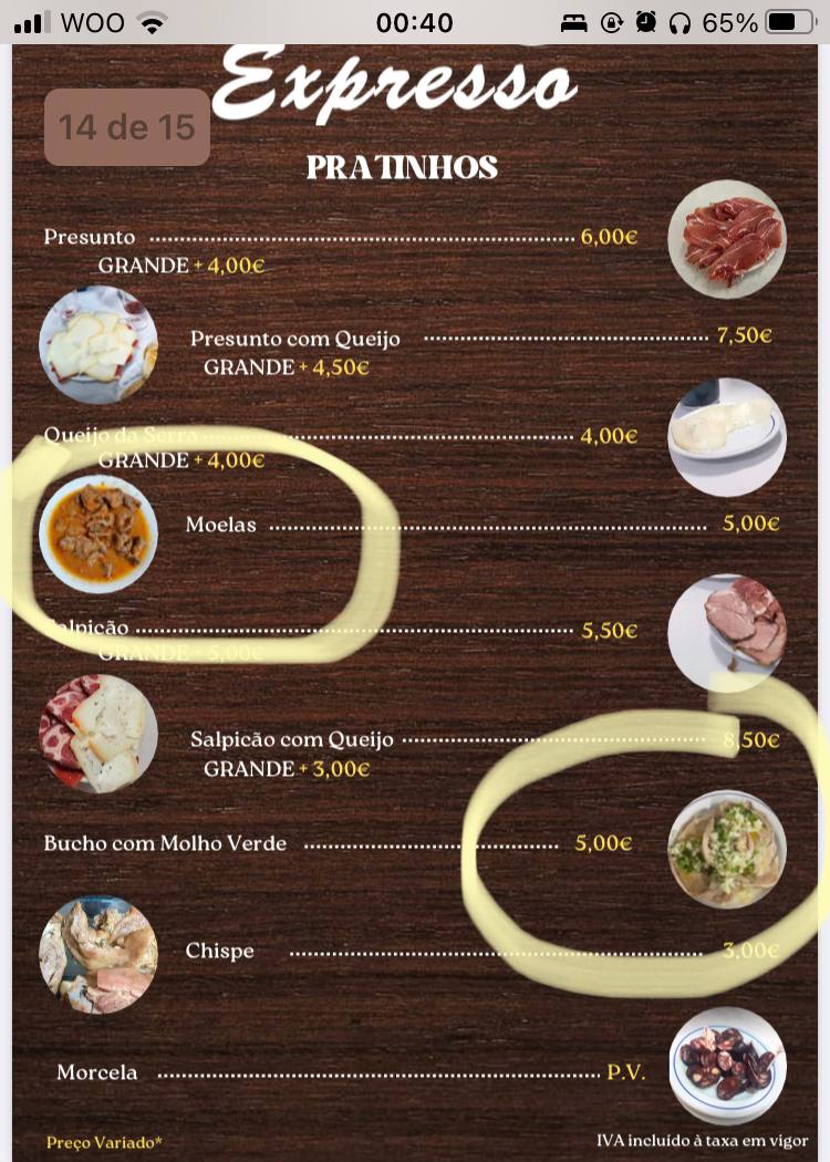 Menu of Casa Expresso